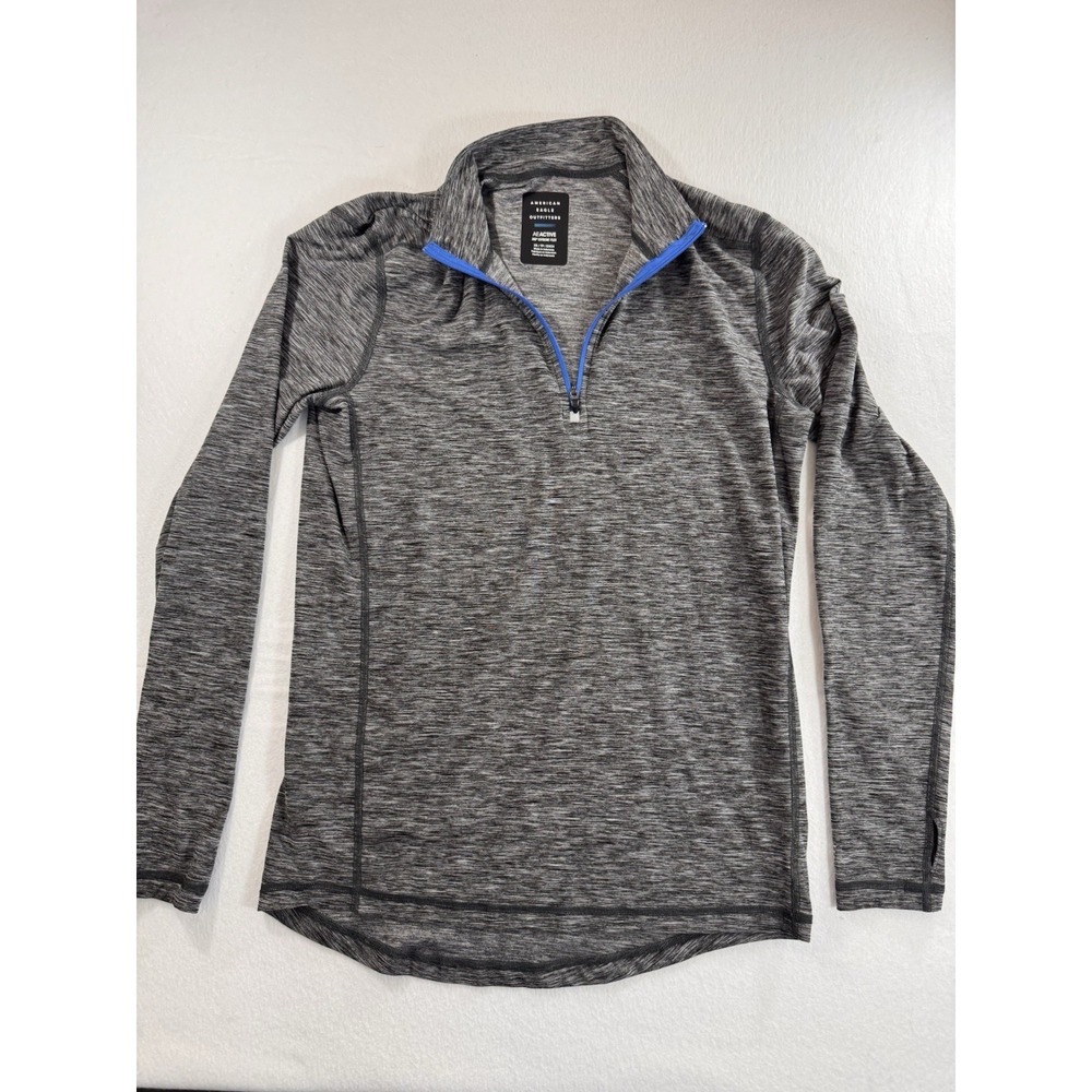 American Eagle Active 360 Extreme Flex Mens XS 1/4 Zip Shirt Gray/Black EUC